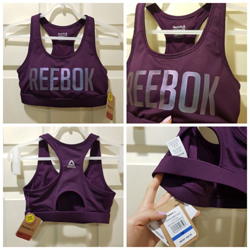 全新正品 美國購入 Reebok luster bra 紫色 運動背心/運動內衣，尺寸XS