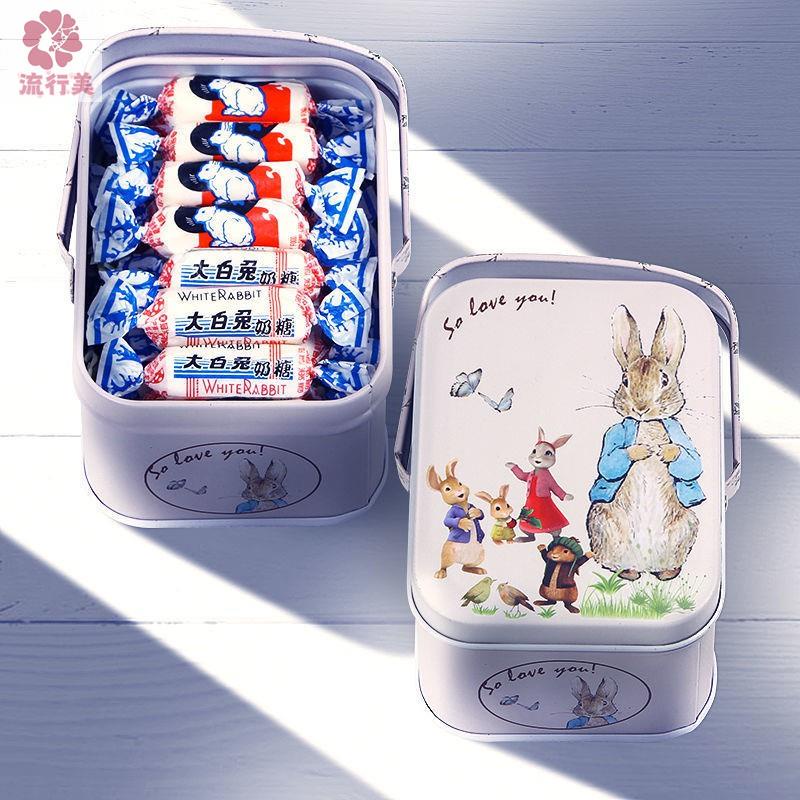 【流行美】伴手禮禮盒裝~大白兔奶糖114克小鐵盒 比特兔圓盒 上海特產糖果禮盒 女生禮物 牛奶糖