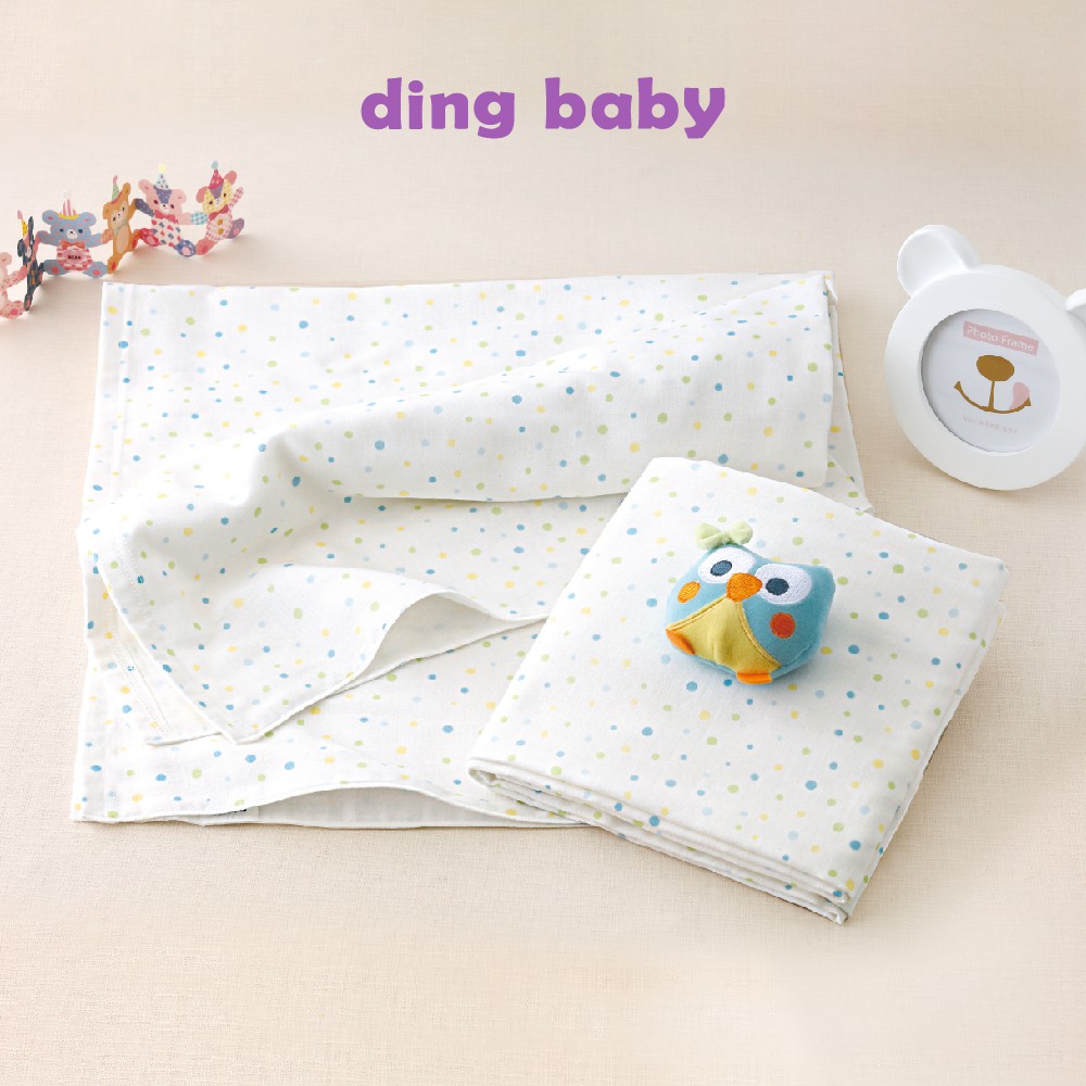 【ding baby】MIT台灣製 純棉紗布巾/大浴巾/澡巾(藍點)-2入 小丁婦幼自有品牌