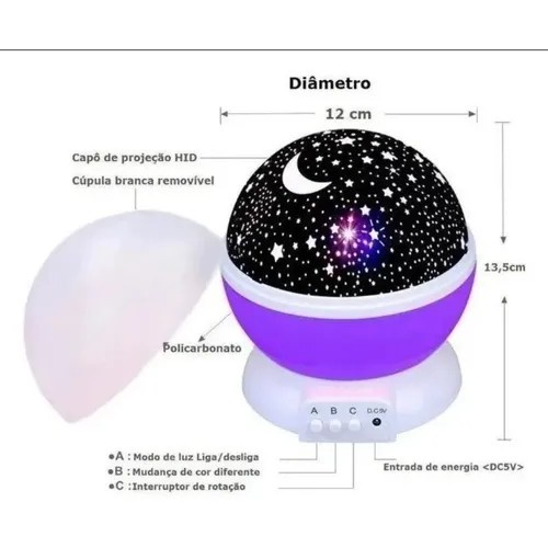 360º旋轉星型投影儀燈兒童臥室 LED 小夜燈嬰兒燈裝飾旋轉星空苗圃月亮投影儀檯燈