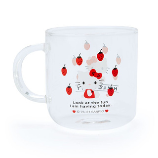 小禮堂 Hello Kitty 耐熱玻璃馬克杯 透明玻璃杯 微波馬克杯 咖啡杯 280ml (紅 2021新生活)