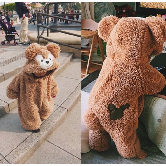 現貨19達菲小熊新生嬰兒連體服秋冬裝寶寶外出居家哈衣爬服睡衣迪士尼duffy熊寶寶連體褲睡衣居家服 蝦皮購物