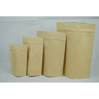 NBZ204 咖啡豆包裝袋 有鋁箔 平面淡色牛皮紙 夾鍊站立袋 牛皮紙夾鏈袋 50g 100入 無閥