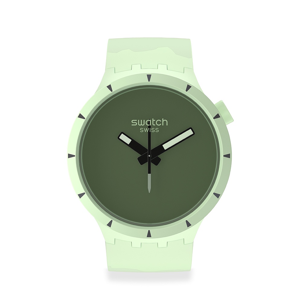 【SWATCH】BIG BOLD 手錶 雨林 47mm 瑞士錶 SB03G100 戶外運動 綠色 夜光指針 露營