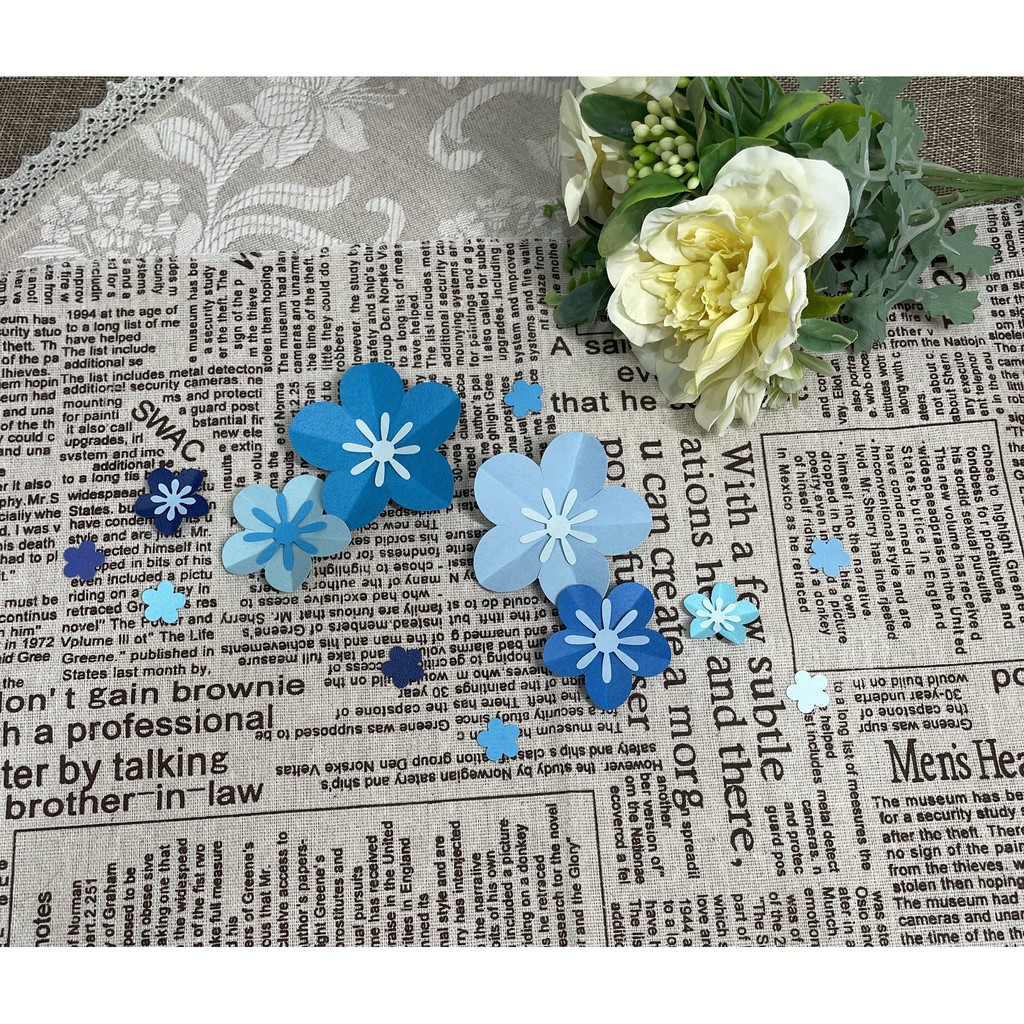 RA手作坊-藍系雪梅 花朵材料包 DIY材料包 佈置材料 裝飾材料 教室佈置 海報裝飾 手帳裝飾 手作卡片材料 相簿裝飾