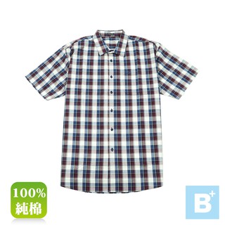 MAXON-大尺碼2L~5L-短袖格子襯衫-藍紫-81376
