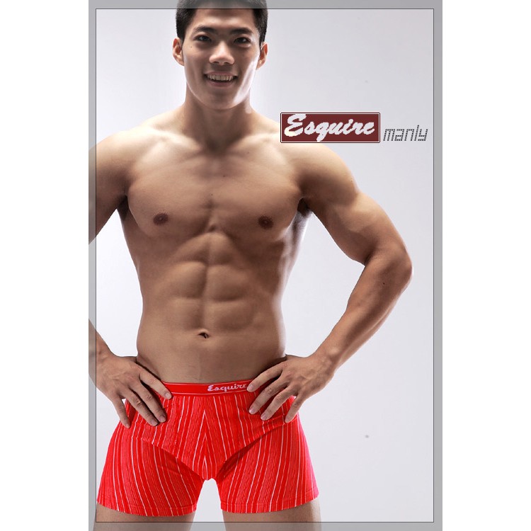 【Esquire】銀纖維男性細紋平口內褲-紅