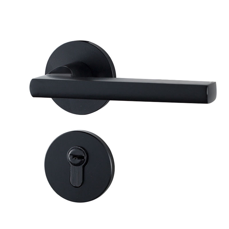 門把手 門鎖室內臥室房門鎖家用靜音門把手分體黑色磁吸鎖木門鎖具通用型 蝦皮購物