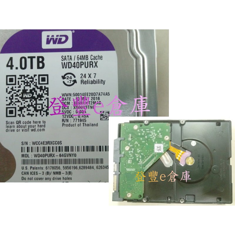 【登豐e倉庫】 F444 紫標 黑標 WD40PURX-64GVNY0 4TB SATA3 壞軌漫延 誤按格式化 救資料