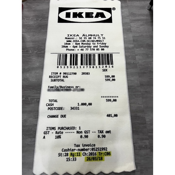 保證正品 OFF WHITE IKEA MARKEARD Virgil Abloh 發票明細 短絨地毯 可交流時鐘全身鏡