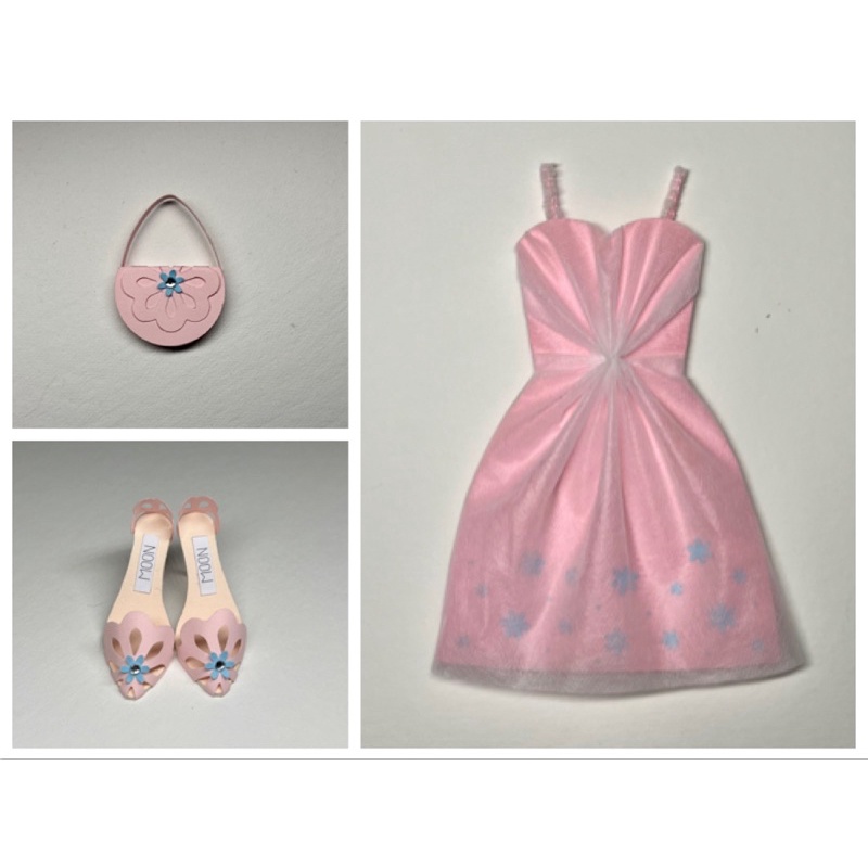 精緻現代手作紙紮粉紅洋裝禮服