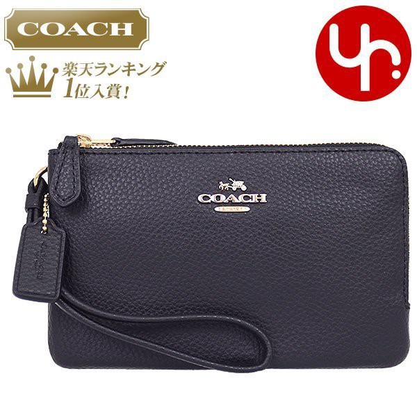 【COACH】Coach 87590 美國金色馬車Logo 黑色皮革 L型拉鍊 雙層皮革手拿包/零錢包/萬用包