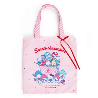 小禮堂 Sanrio大集合 尼龍直式帆布側背袋《粉》手提袋.肩背袋.夢幻糖果店系列