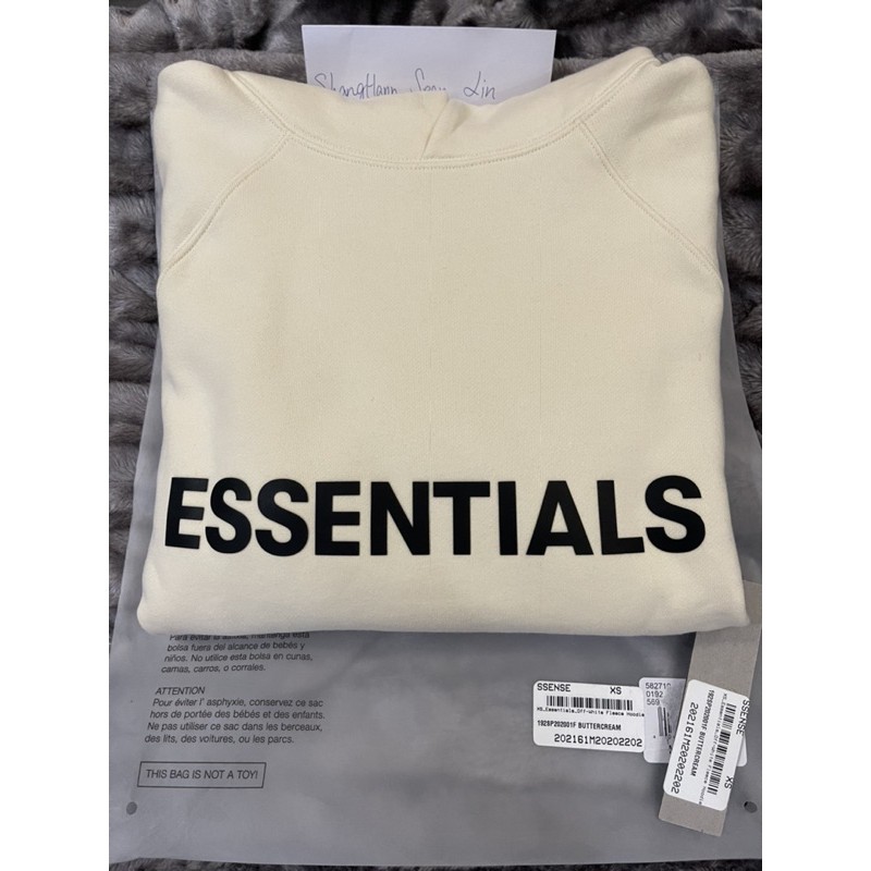 「全新官網正品」Fear of God FOG Essentials 藝人著用 小賈 吳亦凡 奶油白 帽踢 帽T XS