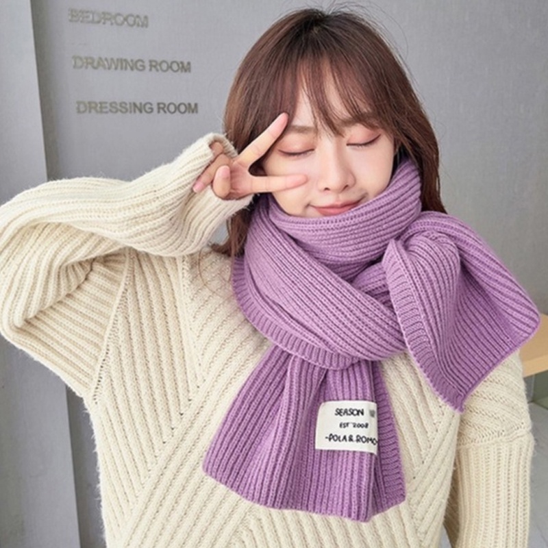 【AngelNaNa】圍巾-韓版簡約率性布標學生保暖2way男女圍巾情侶圍巾 (SSA0018)