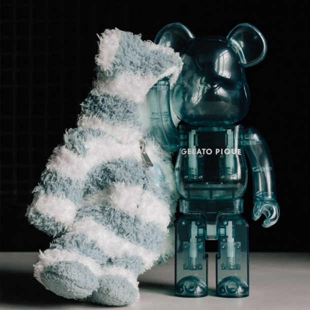 BEETLE BE@RBRICK 睡衣熊 GELATO PIQUE 藍色 MINT WHITE 條紋 透明 1000%