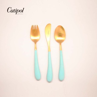 【Cutipol】ALICE系列-Tiffany藍金霧面不銹鋼-16cm刀叉匙-3件組-原廠盒裝 全台獨家新款