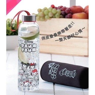 *COIN BABY*全新夢時代/時代百貨 TSUM TSUM 可愛疊疊 隨手玻璃瓶 隨身瓶 隨行杯 水瓶 水杯 水壺套
