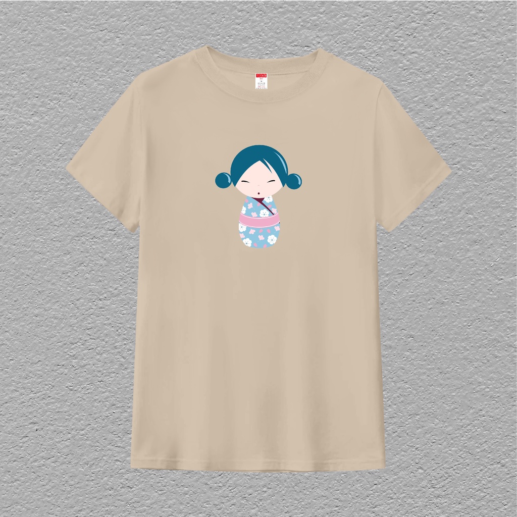 T365 日本 JAPAN 日本娃娃 kokeshi doll 女兒節 人形 人偶 木偶 和服 設計 T恤 短袖T恤