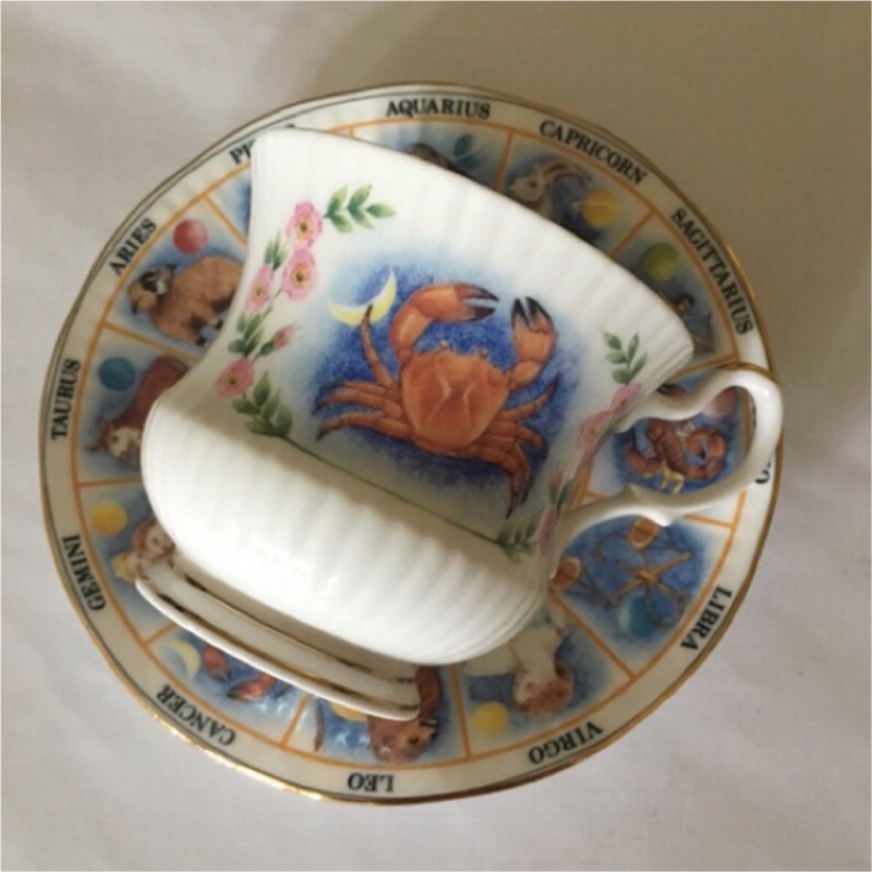 Vintage復古英式杯具組 茶杯 茶托 咖啡杯 星象星座-巨蟹