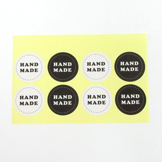 黑白圓形HAND MADE封口貼(20張160貼)