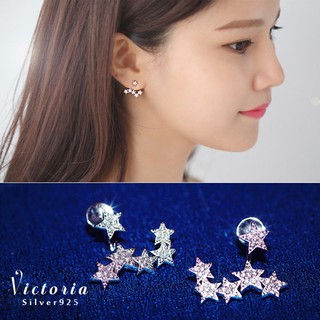 S925銀Bling Bling 絢麗閃亮動人防過敏耳環-維多利亞160503