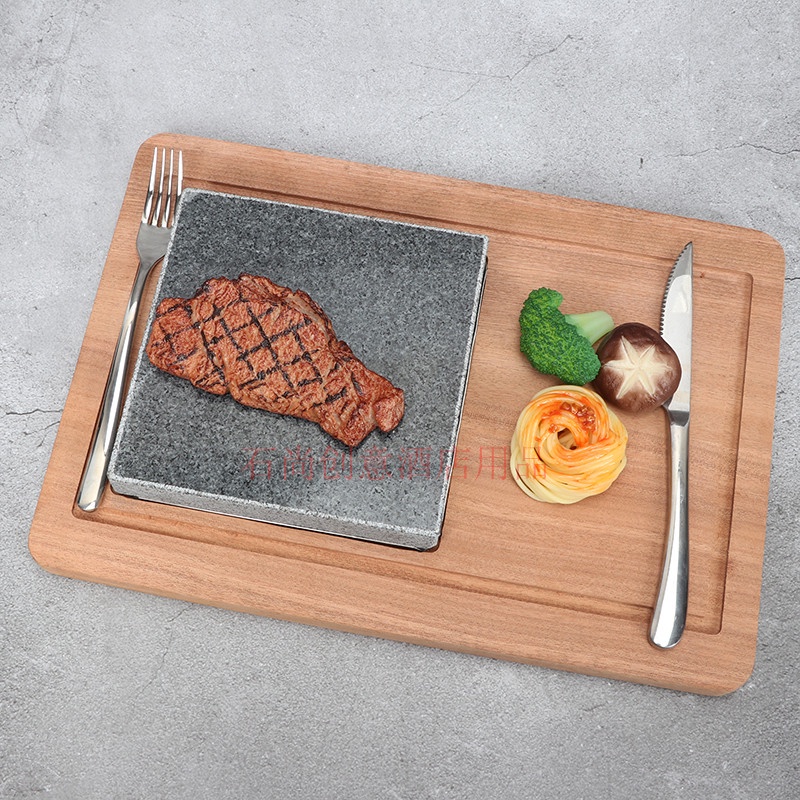 花崗石板牛排盤巖石燒烤盤鐵板燒韓式烤 盤高溫巖石烤盤