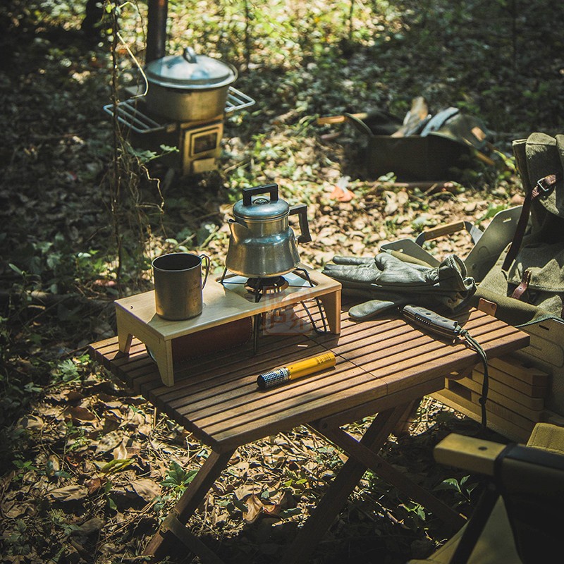 SOTO蜘蛛爐延伸桌板Reforged手工木作復古露營戶外黑胡桃折疊桌