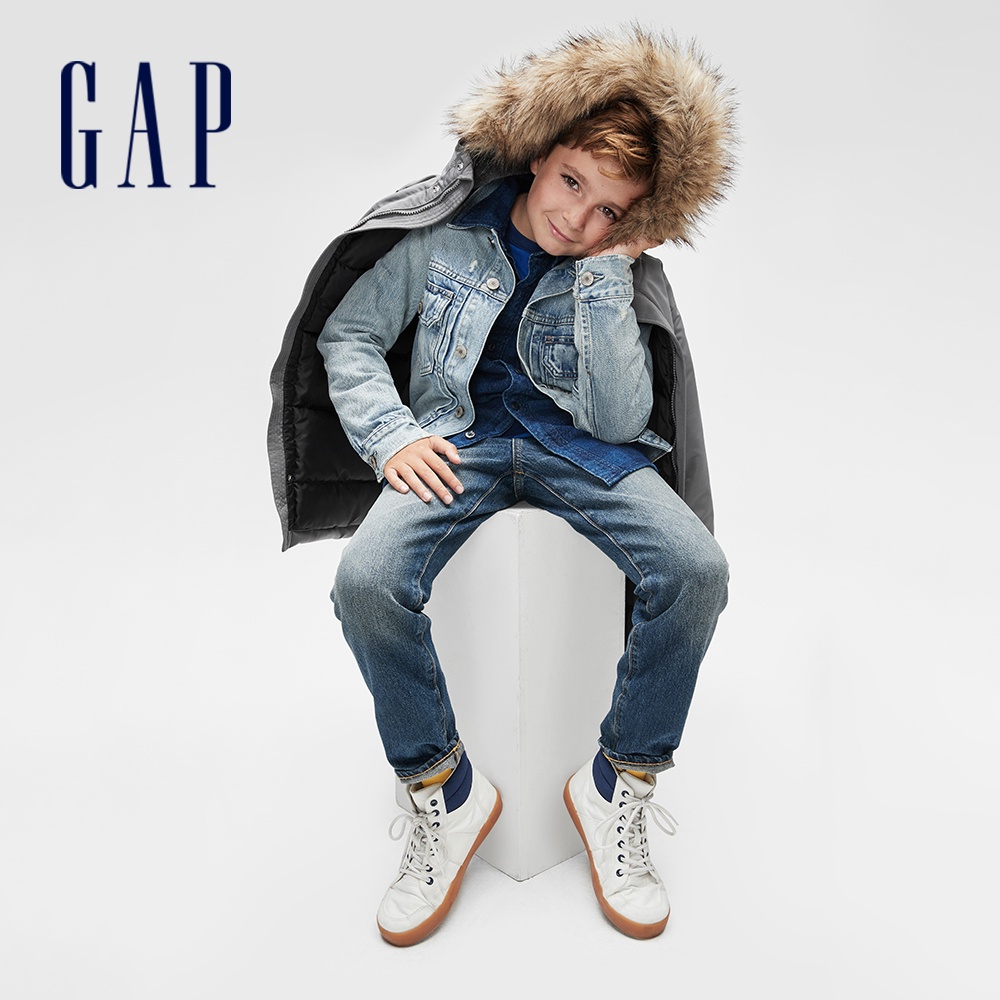 Gap 男童裝 淺色水洗口袋翻領牛仔外套-水洗藍(594770)