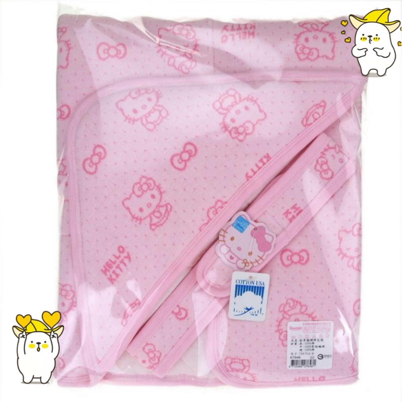 牛牛ㄉ媽*HELLO KITTY包巾 凱蒂貓嬰兒包被 粉紅小寶貝舖綿款新生兒送禮自用表100%純棉