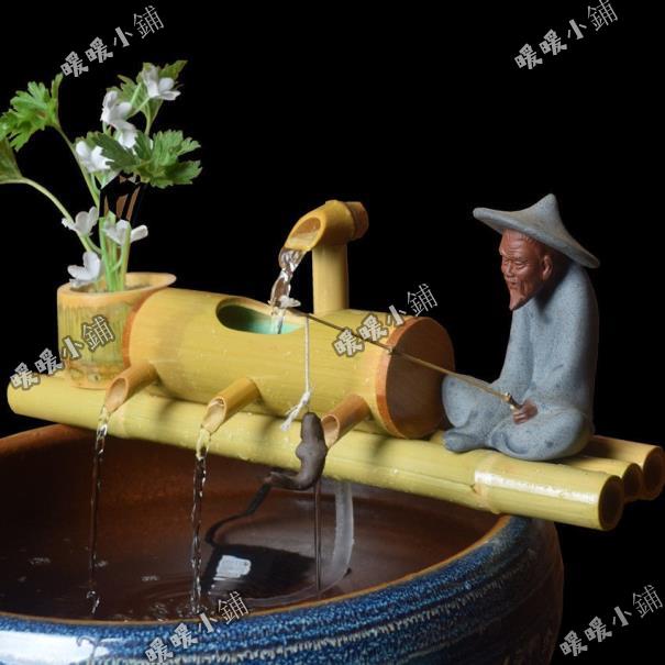 💯魚缸過濾器自動循環流水擺件陶瓷石槽造景裝飾竹子流水養魚制氧竹｜暖暖小鋪962&amp;*-&amp;