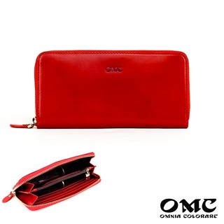 【OMC】NG福利品-新品非二手-原廠價3800-單拉鍊牛皮長夾-紅色