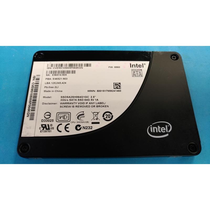 Intel 64GB SATA SLC SSD SSDSA2SH064G1GC