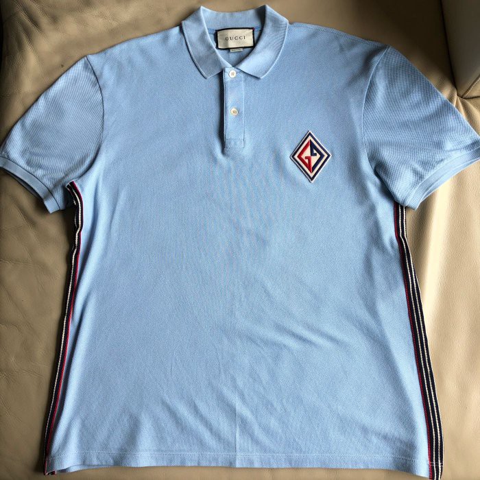 保證正品 GUCCI 藍色 雙G 網眼 短袖POLO衫 size XXL 適合 XXL