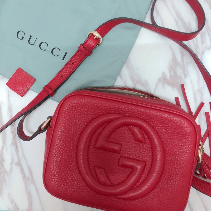 正品gucci soho disco紅色牛皮流蘇包