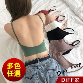【DIFF】韓版美背挖大U背超性感細肩小可愛 帶胸墊 背心 女裝 衣服 短版上衣 小背心 夏天女裝 運動背心【V92】