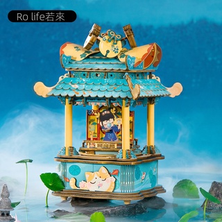臺灣現貨 diy diy資料包 diy小屋 模型屋 木質拼圖 diy手作 diy手工音樂盒拼裝立體3d模型音樂盒創意國潮