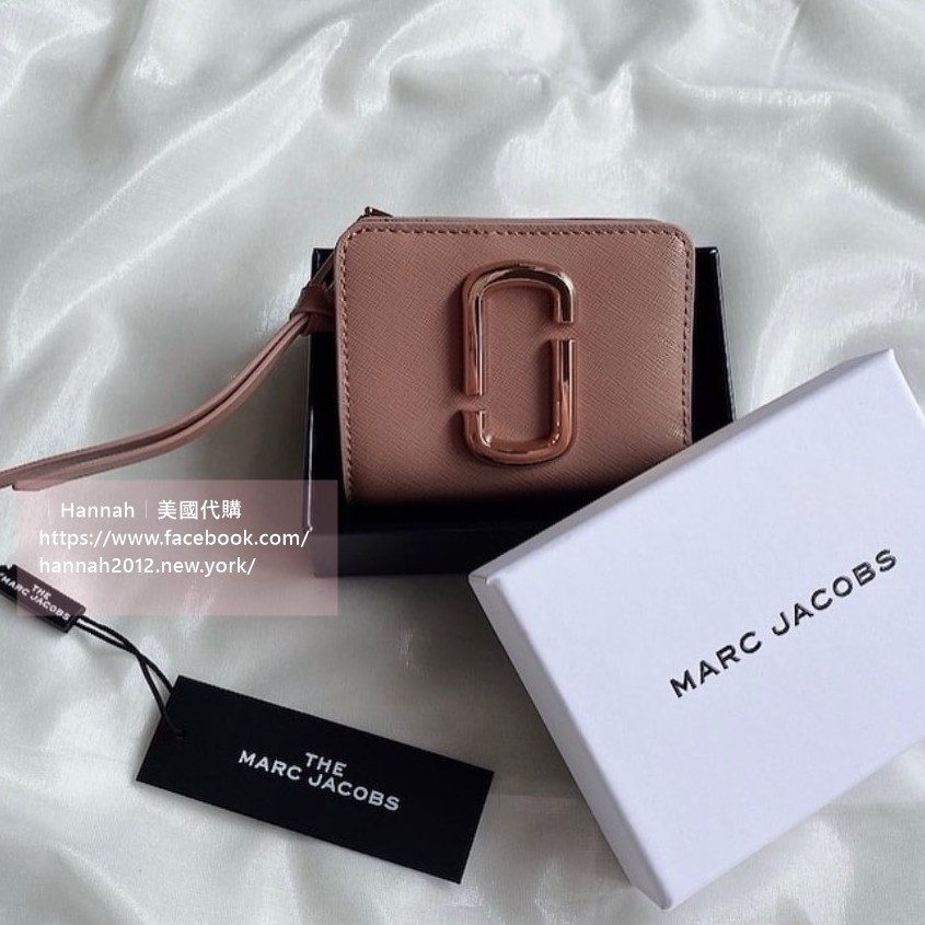 美國代購正品 現貨marc Jacobs Mj 防刮玫瑰金金屬徽標短夾皮夾 蝦皮購物