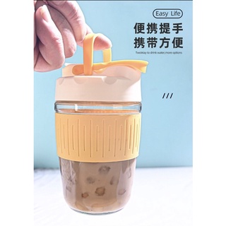 玻璃咖啡杯/雙飲杯/可愛水杯/耐熱玻璃杯/冷.熱飲杯/帶吸管便攜隨手杯/辦公室水杯活動禮品/咖啡.奶茶杯