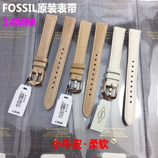 免運-FOSSIL化石表帶14MM原裝小牛皮真皮柔軟舒適女手表鏈免工具安裝