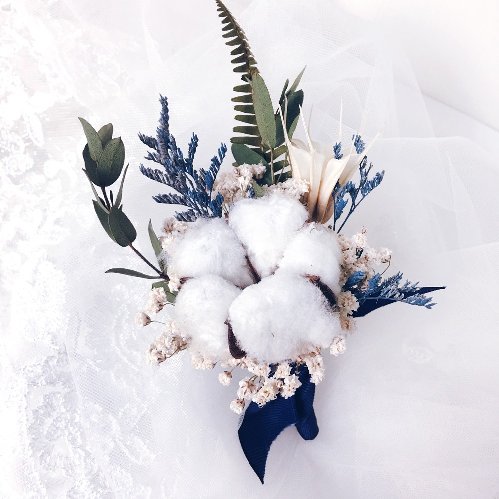 棉花胸花乾燥花永生花主婚人胸花招待胸花伴郎胸花 蝦皮購物