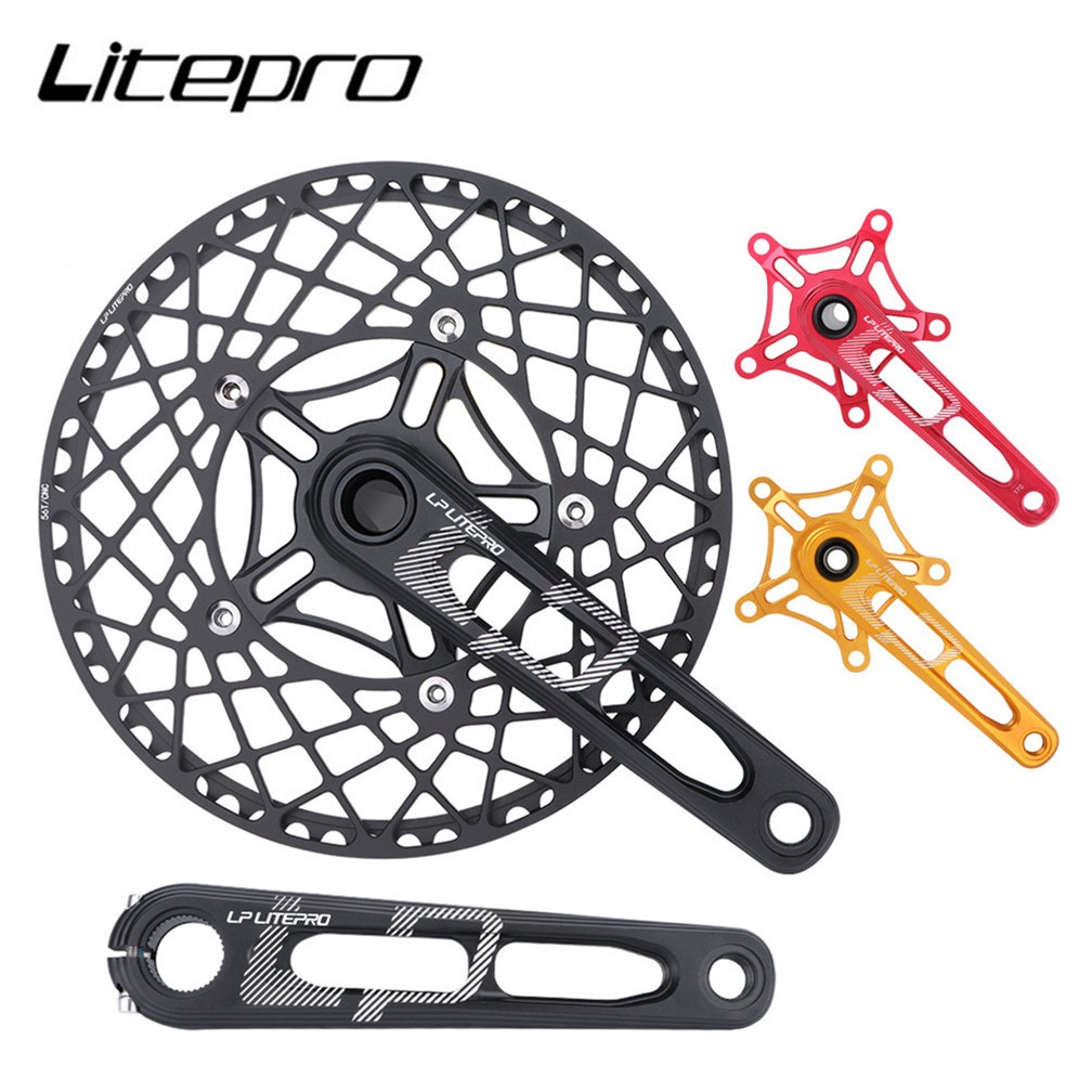 Litepro 集成空心折疊自行車曲柄組鋁合金鏈輪 130BCD 單鏈環