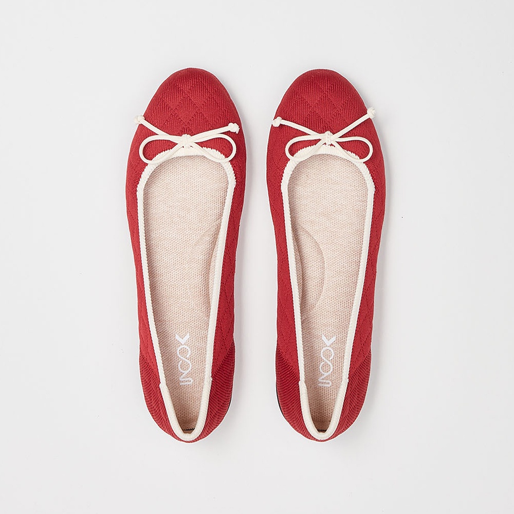 inooknit | 馬卡龍平底鞋 紅菱格紋 | Macaron Flats Quilted Red