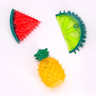 Petforpet 夏季熱帶水果寵物磨牙玩具 耐咬 發聲 狗 玩具 鳳梨 檸檬 西瓜【臺灣現貨】