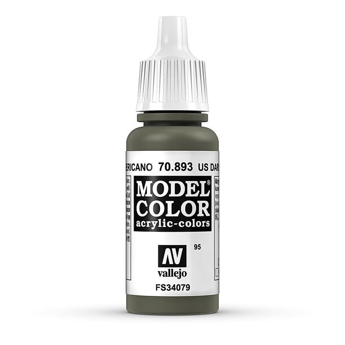Acrylicos Vallejo 模型色彩 Model Color 095 70893 美國暗綠色 17ml