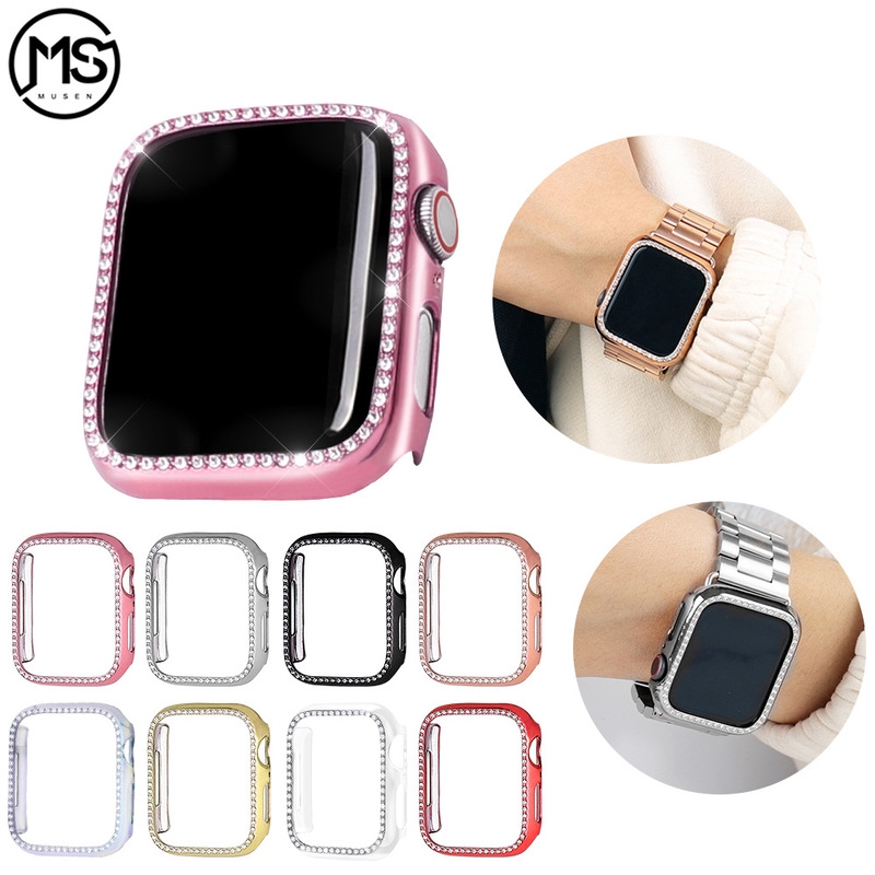 適用於蘋果手錶iwatch 6代保護殼 PC鑲鑽保護套6代通用 适用apple watch 123456代SE保護殼