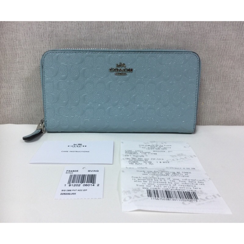 🎀只賣正品🎀 Coach 54805 湖水藍C Logo漆皮壓紋 長夾