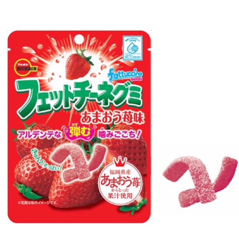 北日本 Bourbon fettuccine 草莓風味長條軟糖 夾鏈袋裝