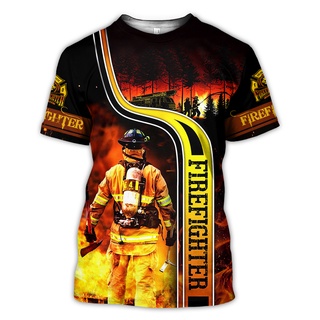 新款 2021Firefighter 3D 全身印花 CLothes DA471 時尚男士短袖 3D 列印 T 恤