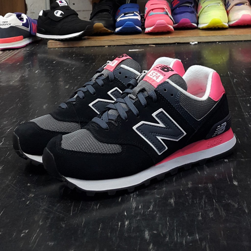 new balance nb 574 WL574CPL 黑色粉紅色白色黑白黑粉麂皮網布慢跑鞋基本款| 蝦皮購物